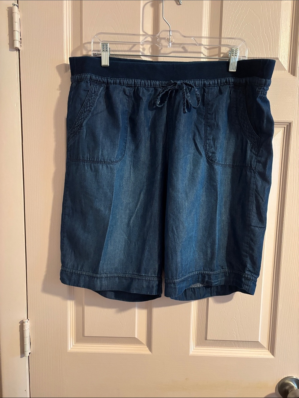 Gloria Vanderbilt Dark Blue Denim-Look Drawstring Shorts